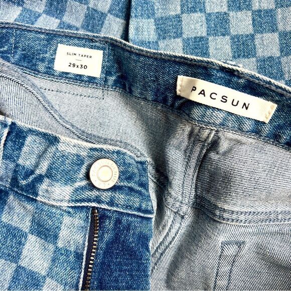 PACSUN Toby Slim Taper Vintage Men’s Checkered Loose Jeans Size 29 - Picture 7 of 10
